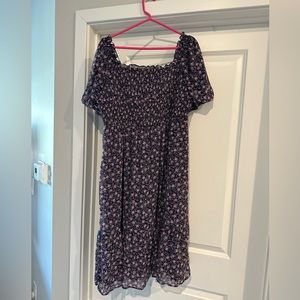 NWT Navy Floral Smocked Ruffle Midi Dress XL